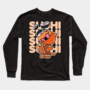 Cat Sushi Nigiri Kawaii Neko Anime Japanese print Long Sleeve T-Shirt